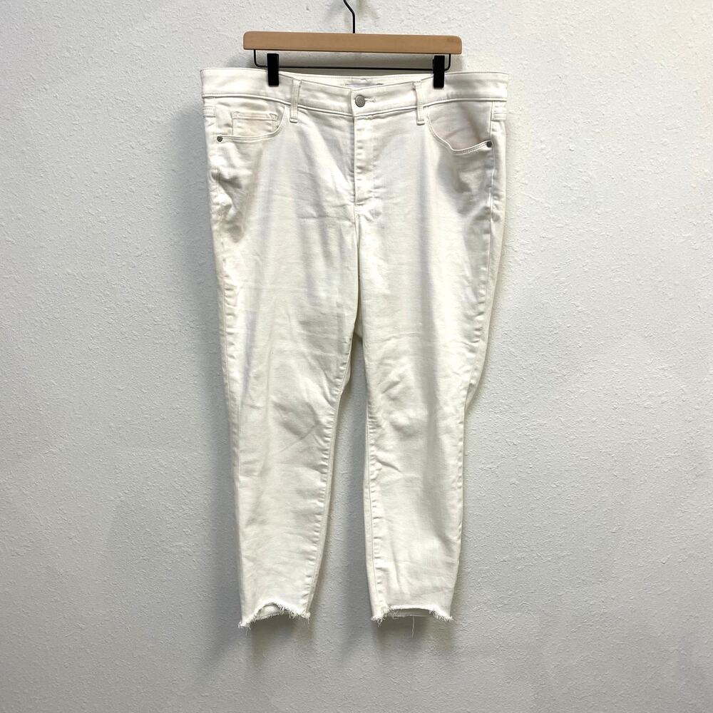 Athleta White Skinny Ankle Jeans 20w Stretch Raw Hem